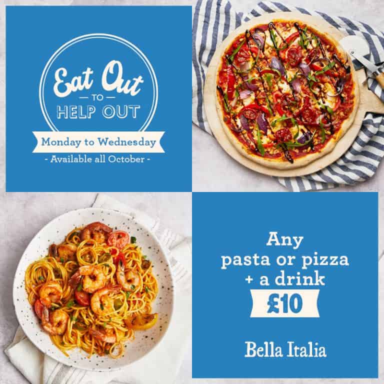 ANY PIZZA OR PASTA AND A DRINK FOR £10 AT BELLA ITALIA Basildon